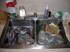 Remnants of a previous party. Maybe I'll eventually get a dishwasher.