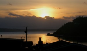 Sunset nearly due west over Scatchet Head as we approach the Equinox - a Cultus Bay Stonehenge moment